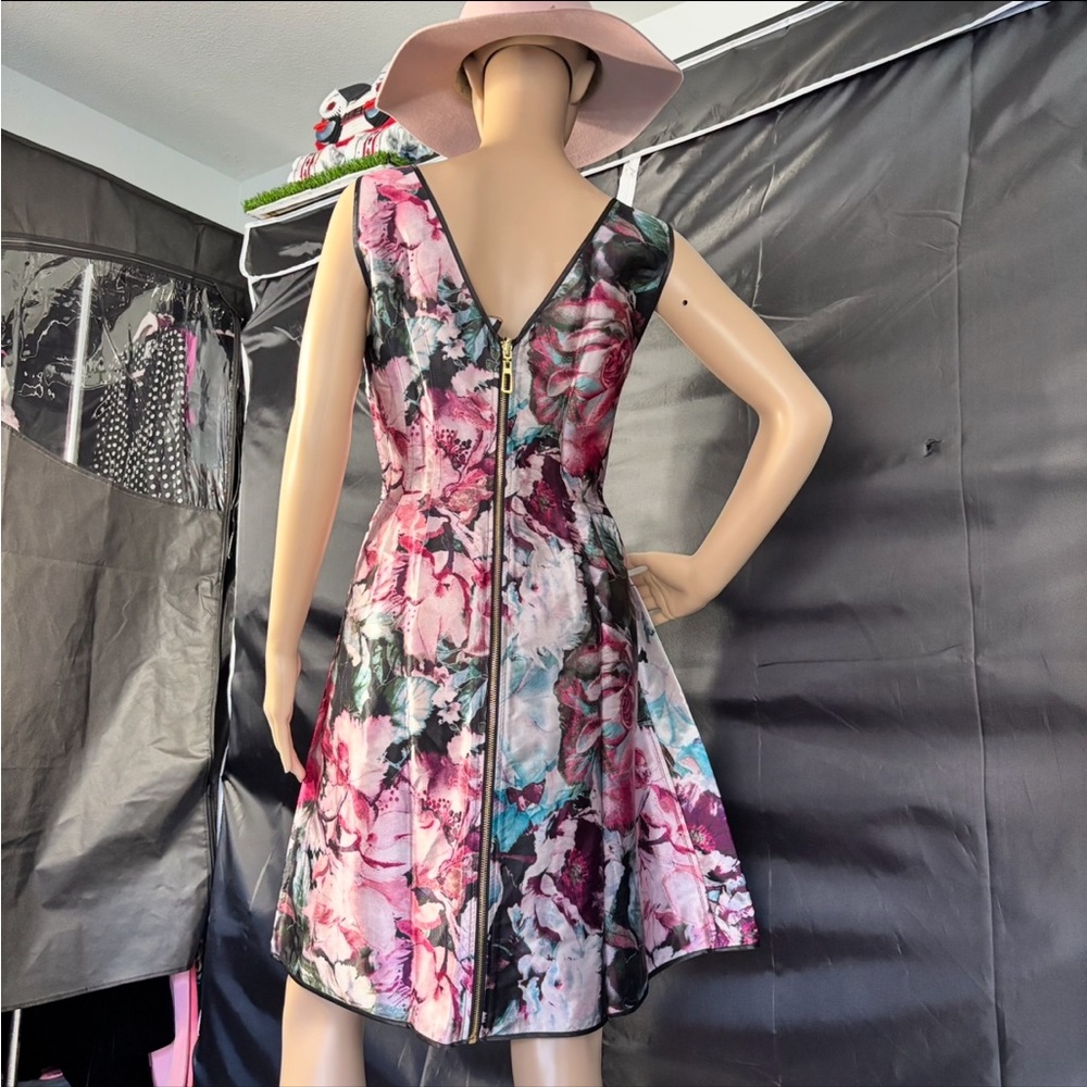 Laundry By Shelli Segal Pink and Black Floral Midi Dress - Picture 8 of 16